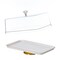 Basicwise Plastic Cake Stand with Clear Flat-Top Cover and Gold Handles Ribbed Serving Tray for Cupcakes Fruits Salads and Desserts Transparent Table Display for Parties and Events